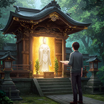 神様からのメッセージを受け取るイメージ